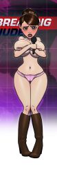 breasts covering covering_breasts embarrassed embarrassed_nude_female enf female female_focus female_only gao23 microphone panties pigeon-toed solo solo_focus televised_humiliation