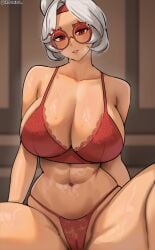 1girls 2d abs absurd_res alternate_breast_size big_breasts bra breasts cameltoe cromwellb female female_focus female_only high_resolution huge_breasts lingerie lingerie_only looking_at_viewer milf naughty_face nintendo panties purah purah_(tears_of_the_kingdom) red_bra red_eyes red_panties red_thong round_glasses sitting smile smiling_at_viewer sweat sweatdrop sweating tears_of_the_kingdom the_legend_of_zelda thick_thighs white_hair wide_hips