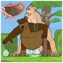 bear belly bengo bent_over big_belly bodily_fluids cudacore cudacore_(cudacore) cum cum_inside easter egg ejaculation genital_fluids hi_res holidays inflation inflation internal kangaroo macropod male male/male mammal marsupial navel orgasm outie_navel outside penetration sex surprise_sex