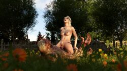 3d belethor's_smut boots breasts ciri completely_nude female ghoul_(the_witcher) green_eyes light-skinned_female monster nipples nude outdoors penetration penis scar sex sword the_witcher_(series) the_witcher_3:_wild_hunt white_hair witcher_medallion