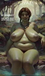 ai_generated amandovakin bbw big_breasts breasts busty chubby fat female female_only green_skin ogre_girl ogress_fiona overweight overweight_female plump princess princess_fiona princess_fiona_(ogre) royalty shrek_(series) smiling thick