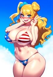 ai_generated american_flag_bikini blonde_hair galko gyaru oshiete!_galko-chan self_upload viriai