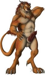 abs anthro balls barbs biceps big charr claws ear erection feline fur furry guild_wars guild_wars_2 horn jackrow knot looking_at_viewer male male_only mane muscles paws penis pose smile solo teasing teeth