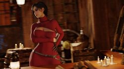 3d ada_wong asian asian_female big_breasts black_hair blender curvy curvy_female female female_focus female_only kinky red_dress resident_evil resident_evil_4 resident_evil_4_remake sensualsirens