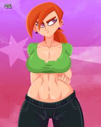 1girls abs alvarikokearte bare_arms big_breasts clothed clothing color female female_focus female_only fit_female hi_res large_breasts light-skinned_female light_skin orange_hair purple_eyes red_head shirt short_hair solo solo_female tagme the_fairly_oddparents thick_thighs vicky_(fairly_odd_parents)