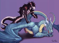 2020 anal anal_sex anthro anthro_on_feral anthro_penetrating anthro_penetrating_feral biped black_body black_fur blue_body blue_scales bodily_fluids colored countershade_torso countershading dragon duo english_text erection european_mythology feral feral_penetrated from_behind_position fur genital_fluids genitals interspecies kelda leaking_penis looking_pleasured male male/male male_on_feral male_penetrated male_penetrating male_penetrating_male membrane_(anatomy) membranous_wings mythological_creature mythological_scalie mythology neverneverland penetration penile penile_penetration penis penis_in_ass pink_penis quadruped scales scalie sergal sex signature size_difference small_dom_big_sub small_top_big_bottom tail tail_grab text thanris_(thanris) tongue tongue_out western_dragon wings zoophilia