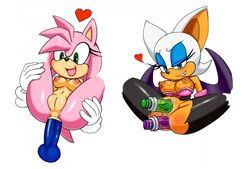 amy_rose anal anal_sex anthro anus balls blue_eyes breasts chaos_drive dildo female fur green_eyes hair heart hedgehog male marthedog nipples object_insertion penetration penis pink_body pink_hair pussy rouge_the_bat sega sex_toy sonic_(series) spread_legs straight vaginal_penetration