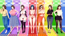 1girls female female_only human kokujin_no_tenkousei_ni_ane_o_ntr-ru mori_kaede_(terasu_mc) multiple_poses queen_of_spades queen_of_spades_symbol solo standing terasu_mc