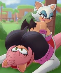 2girls amy_rose ass rouge_the_bat yuri