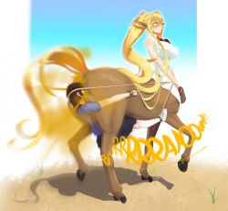 bondage breppy_(artist) centaur centorea_shianus face_in_ass fart fart_fetish fart_torture farting farting_in_face farting_on_face humiliation monster_musume_no_iru_nichijou smell smelly