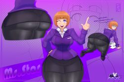 1girls ass big_ass big_breasts big_butt breasts curvaceous curvy curvy_body curvy_figure dat_ass female_only grindardot heels huge_ass huge_butt oc office_clothing office_lady orange_hair original_character pantyhose purple_hair secretary shirt short_hair short_hair_female skirt small_skirt solo solo_female solo_focus tagme thick_thighs thighs uniform work_uniform