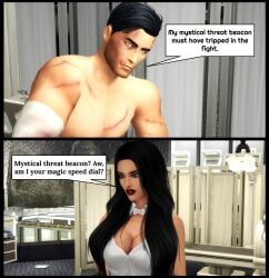 1boy 1girls batcave batman batman_(series) bruce_wayne comic comic_page dc dc_comics dialogue killer_croc page_2 pof3445 sims4 the_sims_4 waylon_jones zatanna zatanna_zatara