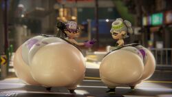 2girls 3d 3d_(artwork) ass_bigger_than_head ass_bigger_than_torso ass_expansion bottom_heavy callie_(splatoon) fat_ass female_only huge_ass hyper hyper_ass inkling jiant101 marie_(splatoon) massive_ass nintendo shortstack splatoon splatoon_(series) squid_sisters tagme