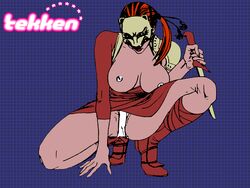 bladed_weapon boots breasts dagger detached_sleeves kunimitsu mask namco nipples orange_hair shoulder_armor tekken tekken_1 tekken_2 tekken_tag_tournament tekken_tag_tournament_2 underwear upskirt weapon