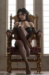 3d 3d_(artwork) ada_wong ada_wong_(adriana) asian asian_female blender dark_hair feet legs legs_crossed lingerie looking_at_viewer pin-up resident_evil resident_evil_4 resident_evil_4_remake seductive seductive_look sitting sitting_on_chair smokescreen117 solo solo_female solo_focus stockings