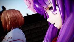 1boy 2girls 3d alice_margatroid animated blonde_hair kidps2 long_hair mmd music nude patchouli_knowledge purple_hair sex sex_from_behind short_hair sound straight tagme touhou vaginal_penetration video