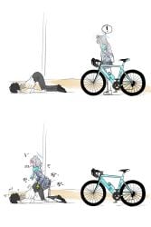 artist_request ass_grab ass_up bike blue_archive clothed_sex doggy_style exclamation_mark grey_hair halo implied_sex sensei_(blue_archive) sensei_(blue_archive_the_animation) shiroko_(blue_archive)