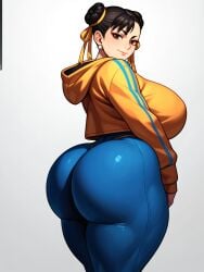 1girls ai_generated alternate_breast_size ass big_ass capcom chun-li female female_only huge_ass human large_ass oatmealdood solo street_fighter street_fighter_alpha thick_thighs tights