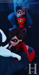 2boys 2girls black_hair blowjob brown_eyes brown_hair elastigirl fellatio female forced_oral forced_to_watch head_grab helen_parr human male milf mother_and_daughter multiple_boys multiple_girls penis protagonistsub_antagonistdom self_upload sfm_hood superhero_costume superheroine supervillain supervillain_costume syndrome the_incredibles violet_parr watching