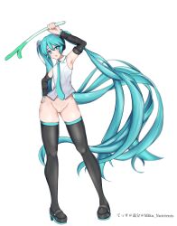 armpits arms_up big_ass blue_eyes blue_hair butt_naked hatsune_miku long_hair miku_nutrients nude nude_female only_female only_one_naked shirt shoes socks tagme vocaloid