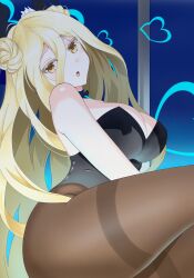 blonde_hair breasts bunnysuit date_a_live female female_only hoshimiya_mukuro light-skinned_female long_hair pantyhose solo solo_female thighs whal yellow_eyes