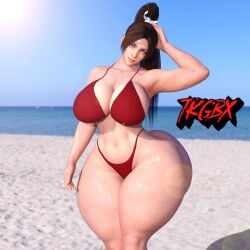 1girls armpits artist_signature asian asian_female beach big_ass big_breasts bikini brown_hair curvy curvy_female daz_studio eyes fatal_fury female female_focus female_only hand_on_head huge_breasts king_of_fighters light_skin light_skinned_female looking_at_viewer looking_back mai_shiranui ponytail seductive_look snk thick thick_thighs tkgbxard3d voluptuous voluptuous_female wide_hips