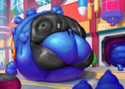 akuma_no_mi big_breasts blue_skin blueberry_inflation breasts female female_only hana_hana_no_mi huge_breasts inflation nico_robin one_piece post-timeskip sunken_head sunken_limbs thick_thighs vanillaru what wide_hips