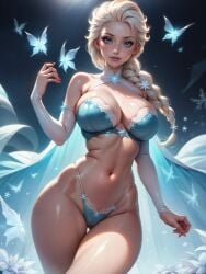 1girls ai_generated big_breasts braided_hair cleavage elsa_(frozen) frozen_2 league69 long_hair looking_at_viewer not_goth thighs