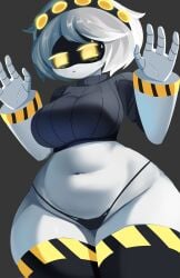 alaki_zezo ass big_ass big_breasts big_thighs blush breasts drone female female_only gigantic_ass gigantic_thighs glitch_productions huge_ass huge_thighs murder_drones panties robot robot_girl short_hair silver_hair solo sweater tagme thick_hips thick_thighs thighs v_(murder_drones) white_body yellow_eyes