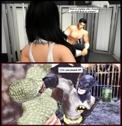 1boy 1girls batcave batman batman_(series) bruce_wayne comic comic_page dc dc_comics dialogue killer_croc page_1 pof3445 sims4 the_sims_4 waylon_jones zatanna zatanna_zatara