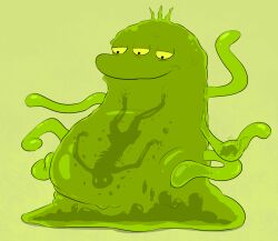 3_eyes belly big_belly bone comedy_central da~blueguy digestion dissolving fatal_vore futurama goo_creature green_body horrible_gelatinous_blob male multi_eye not_furry simple_background slime smile soft_vore standing tagme tendrils translucent vore