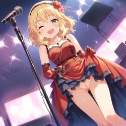 ai_generated blonde_hair idolmaster idolmaster_cinderella_girls pussy sakurai_momoka