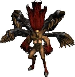 alpha_channel andariel animated animated_gif breasts claws demon diablo diablo_2 floating_hair gif hooves humanoid loop lowres monster monster_girl nipple_covers nipple_pasties original original_artwork pixel_art red_hair sprite transparent_background