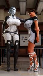 2girls 2robots 3d android android_girl ass big_ass big_breasts bioware bottom_heavy breasts bust busty chest crossover curvaceous curvy curvy_figure detroit:_become_human digital_media_(artwork) edi electronic_arts female female_focus fembot fit fit_female grey-skinned_female grey_body grey_skin gynoid hips hourglass_figure huge_ass kara_(detroit:_become_human) machine mehlabs robot sony_interactive_entertainment