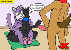 anthro aroused ass canine caught collar dialog erection feline female fur furry grape_jelly_(housepets!) housepets! jk male maxwell_(housepets!) peanut_butter_(housepets!) penis sex shock straight surprised walk-in webcomic