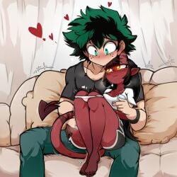 affectionate ai_generated boku_no_hero_academia couple couple_(romantic) dreson imminent_sex izuku_midoriya love lovers medium_breasts meru_(merunyaa) my_hero_academia no_sex smiling_at_partner teasing