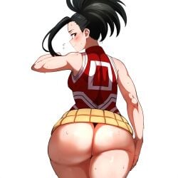 1girls ai_generated ass bare_shoulders belt big_ass big_butt black_eyes black_hair blush bubble_butt curvaceous_teen dat_ass dumptruck_ass dumptruck_butt fat_ass fat_ass_teen fat_butt female female_focus female_only from_behind hi_res highres huge_ass huge_butt leotard long_hair looking_at_viewer looking_back momo_yaoyorozu my_hero_academia ponytail pornstar_body pout sleeveless slutty_teenager solo sweat teenage_girl teenager thick_ass thick_thighs thighs utility_belt voluptuous_teen white_background