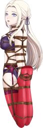 1girls alpha_channel arms_behind_back bare_arms bare_thighs blue_eyes bondage bound bound_arms bound_legs bound_wrists bra breasts edelgard_von_hresvelg falalalalalalal female female_only femsub fire_emblem fire_emblem:_three_houses for_sticker_use garter_belt long_hair looking_at_viewer looking_back medium_breasts nintendo no_background open_mouth panties png purple_bra purple_eyes purple_panties restrained rope rope_bondage solo sticker_template thighhighs thighs transparent_background transparent_png underwear white_hair