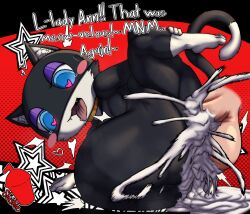 1boy 1futa 2024 ann_takamaki anthro atlus cum_drip cum_in_ass cum_inside dialogue english_text femboy furry futa_is_bigger futa_on_femboy futa_on_male futadom futanari huge_cock inflation male male_focus morgana_(persona) persona persona_5 slushiebest solo_focus tagme text