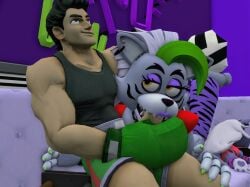 1boy 1girls 3d 3d_(artwork) animatronic boxers boxing_gloves crossover eastern_and_western_character five_nights_at_freddy's five_nights_at_freddy's:_security_breach furry furry_female human little_mac muscular muscular_male nintendo oral penis punch_out pussy robot robot_girl roxanne_wolf_(fnaf) roxanne_wolf_(x3milky) seductive steel_wool_studios