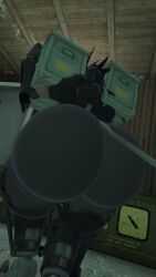 3d 3d_(artwork) ambiguous_gender anthro anthrofied ass_focus big_ass big_thighs black_body blade_wolf claws fagottini31 huge_ass huge_thighs machine metal_gear robot solo tail thick_thighs wide_hips