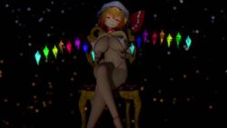 3d animated blonde_hair crystal female flandre_scarlet grabbing_own_breast large_breasts looking_at_viewer mmd mob_cap no_sound red_eyes solo suisuisu tagme touhou video white_bikini white_headwear wings