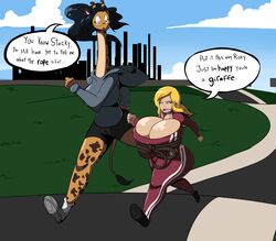 anthro blacksen breasts furry giraffe running