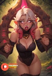 ahe_gao ai_generated big_breasts girl hentai league_of_legends lewd monster monster_girl porn white_hair