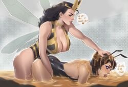 2girls ai_generated ant-man_(series) avengers big_ass big_breasts big_thighs breasts curvaceous curvy curvy_figure digital_media_(artwork) female hips hourglass_figure huge_ass huge_breasts huge_thighs janet_van_dyne large_ass large_breasts large_thighs legs light-skinned_female light_skin marvel marvel_comics mature mature_female phophopho queen_bee slim_waist thick thick_hips thick_legs thick_thighs thighs voluptuous waist wasp_(marvel) wide_hips wide_thighs yuri