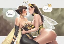 2girls ai_generated ant-man_(series) avengers big_ass big_breasts big_thighs breasts curvaceous curvy curvy_figure digital_media_(artwork) female hips hourglass_figure huge_ass huge_breasts huge_thighs janet_van_dyne large_ass large_breasts large_thighs legs light-skinned_female light_skin marvel marvel_comics mature mature_female phophopho queen_bee slim_waist thick thick_hips thick_legs thick_thighs thighs voluptuous waist wasp_(marvel) wide_hips wide_thighs yuri