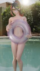 2024 3d 3d_(artwork) blender cleavage covering covering_body covering_breasts covering_crotch covering_self dashyarts epic_games female female_focus female_only fortnite fortnite:_battle_royale glasses green_eyes helsie_(fortnite) inflatable inflatable_toy light-skinned_female light_skin multicolored_hair nude nude_female outdoor_nudity outdoors outside petite petite_body petite_female ponytail pool pool_toy poolside showing_off shy shy_expression shy_smile small_breasts smile smiling watermark
