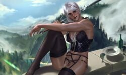 1girls big_ass black_gloves cd_projekt_red ciri clothing female female_only gloves smile the_witcher_(series) the_witcher_4 thick_thighs white_hair