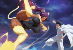 1boy 1boy1girl 1girl 1girls absurd_res absurd_resolution absurdres ai_assisted askin_nakk_le_vaar ass ass_bigger_than_head ass_focus ass_grab ass_up asshole bleach bleach:_sennen_kessen-hen bleach:_the_thousand-year_blood_war breast_grab breast_squeeze breasts breasts_bigger_than_head breasts_out cat cat_ears cat_tail catgirl hi_res high_quality high_resolution highres hips hips_wider_than_shoulders huge_ass huge_breasts human jumping latex leotard leotard_aside meiogun midair naughty_face shihouin_yoruichi solo solo_female solo_focus thick_thighs thighhighs thighs wide_hips yoruichi_shihouin