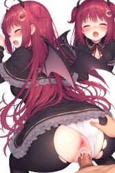 ai_generated cum cum_in_pussy dress orgasm panties_aside pantyhose sex_from_behind skirt uterus white_panties yuzuki_roa